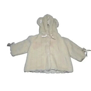 BEARINGTON BABY COLLECTION COUTURE COAT IVORY FAUX FUR CREAM 12-24 MONTHS XMAS